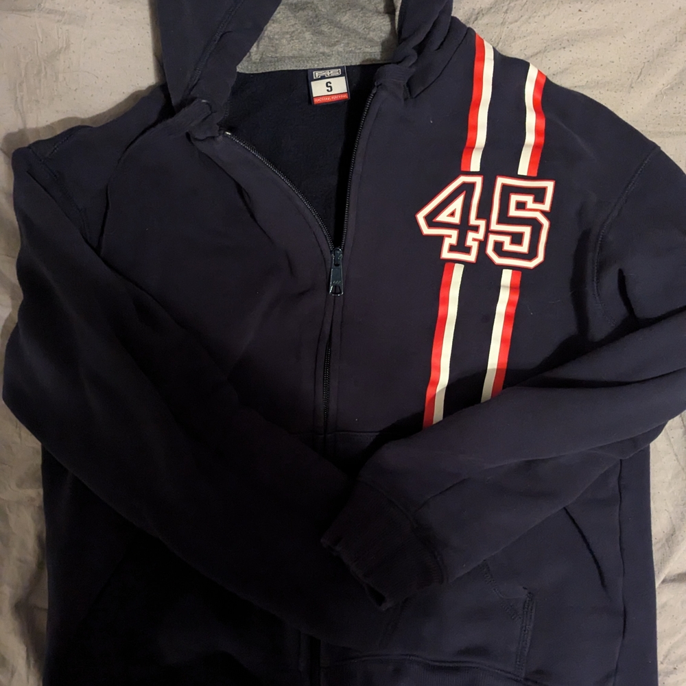 F45 navy Hoodie with Red and White Stripes